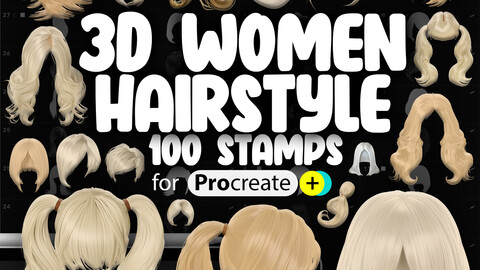 100 Procreate 3D Female Hairstyle Stamps | Procreate Hairdo Brushes | Procreate Girls Hair Buns Stamps  | Procreate Haircut Stamps | Procreate Braids Stamps Brushes | Procreate Dual Color Stamps Brushes | Procreate Bob Hair Stamps Brushes