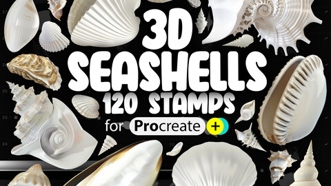 120 Procreate 3D Seashells Stamps | Procreate Sea Shells Stamps Brushes | Procreate Nautical Brushes | Procreate Marine Life Stamps Brushes | Procreate Ocean Shells Stamps Brushes