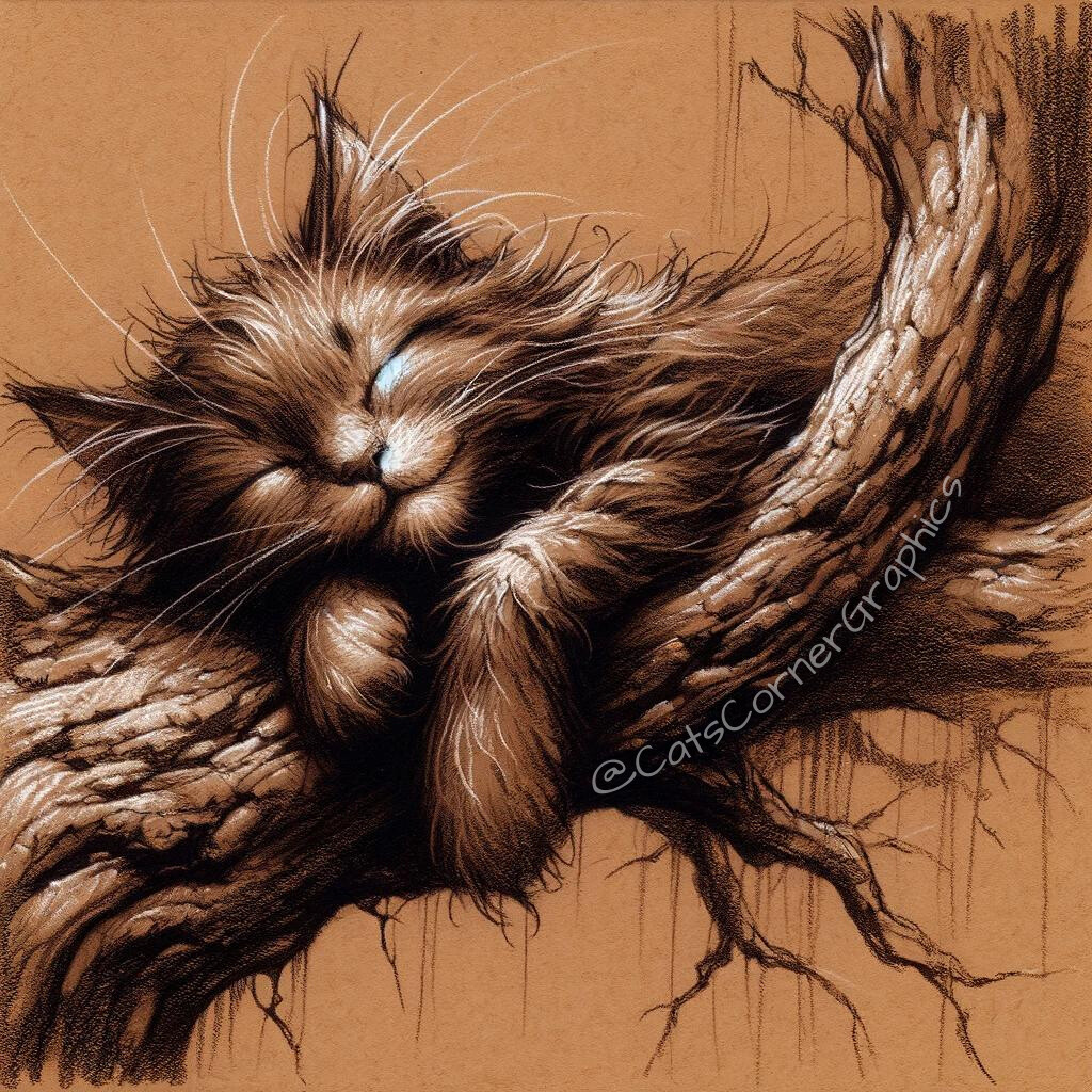 ArtStation - Sepia Cat Nap Digital Art Download | Artworks