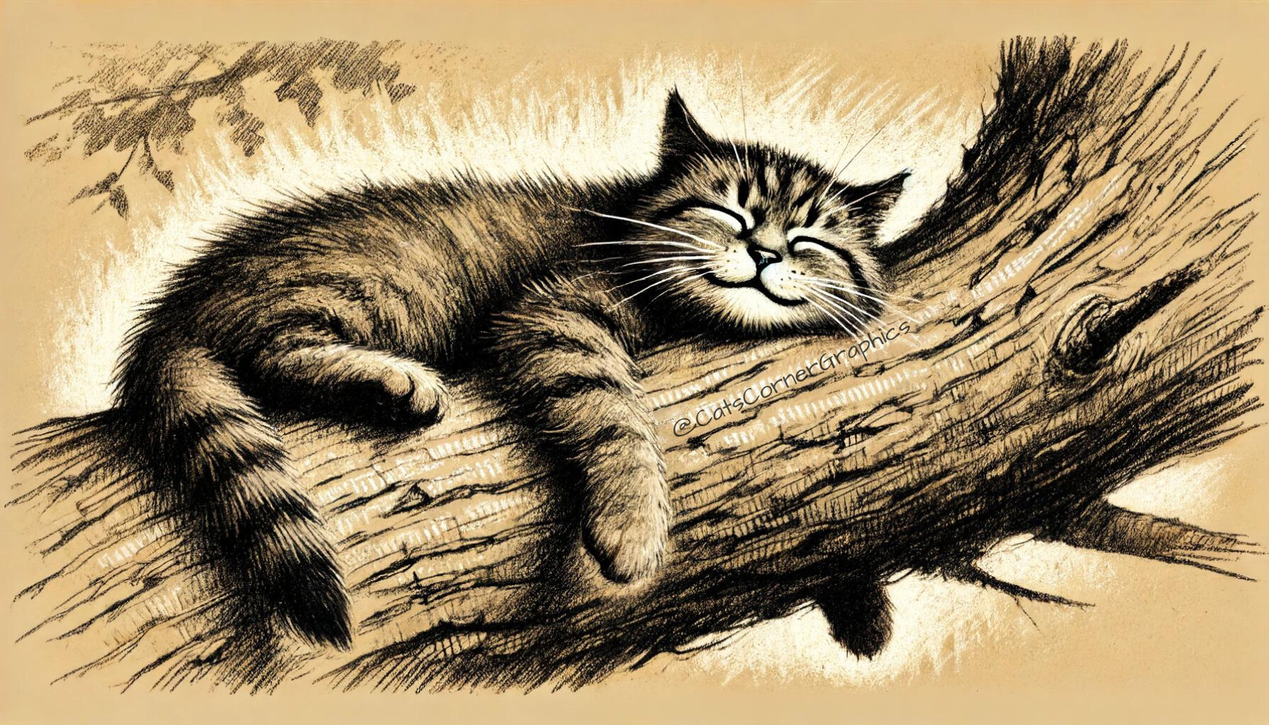 ArtStation - Sepia Cat Nap Digital Art Download | Artworks