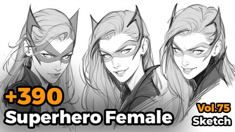 +390 Superhero Female Sketch Reference(4k)