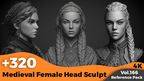 +320 Medieval Female Head Sculpt(4k)