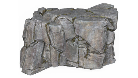 Realistic Low Poly Rock Cliff 07