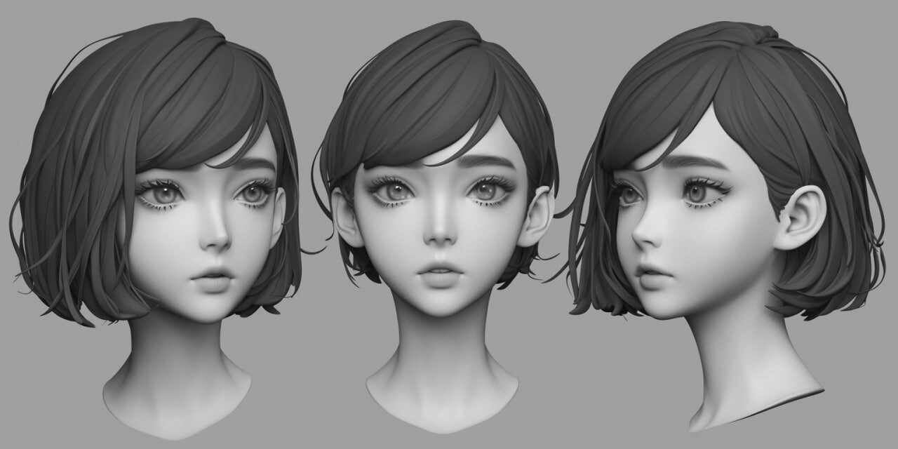 ArtStation - +380 Anime Girl Head Sculpt(4k) | Artworks