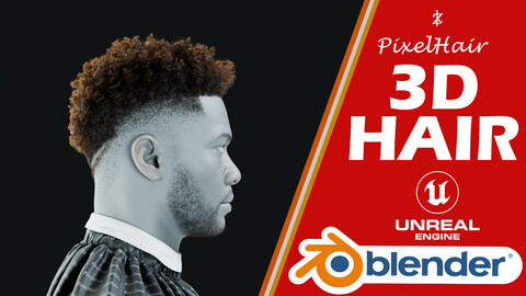 PixelHair Hairstyle - Neymar afro mohawk style Fade 025 (Hair for blender/ unreal engine / metahuman) Afro hair | Kinky hair | 4c Hair | African / African American Hair