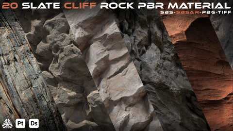 20 Slate Cliff Rock PBR Material