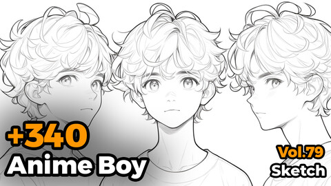 +340 Anime Boy Sketch Reference(4k)