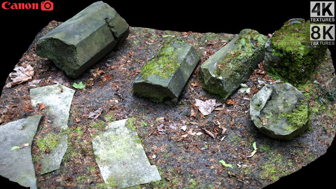 ancient castle debris ruins moss photogrammetry