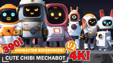 390 Cute Chibi Mecha Bot Styles Character Reference Art and Creative Inspiration V2 4K