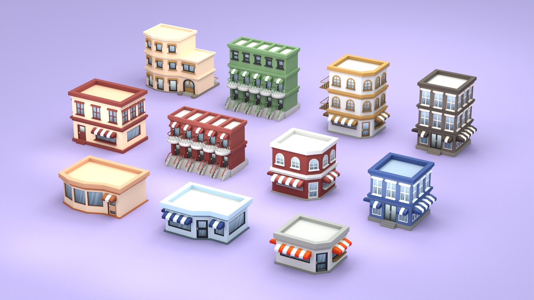 ArtStation - Cartoon Low Poly Building Pack Set1 | Game Assets