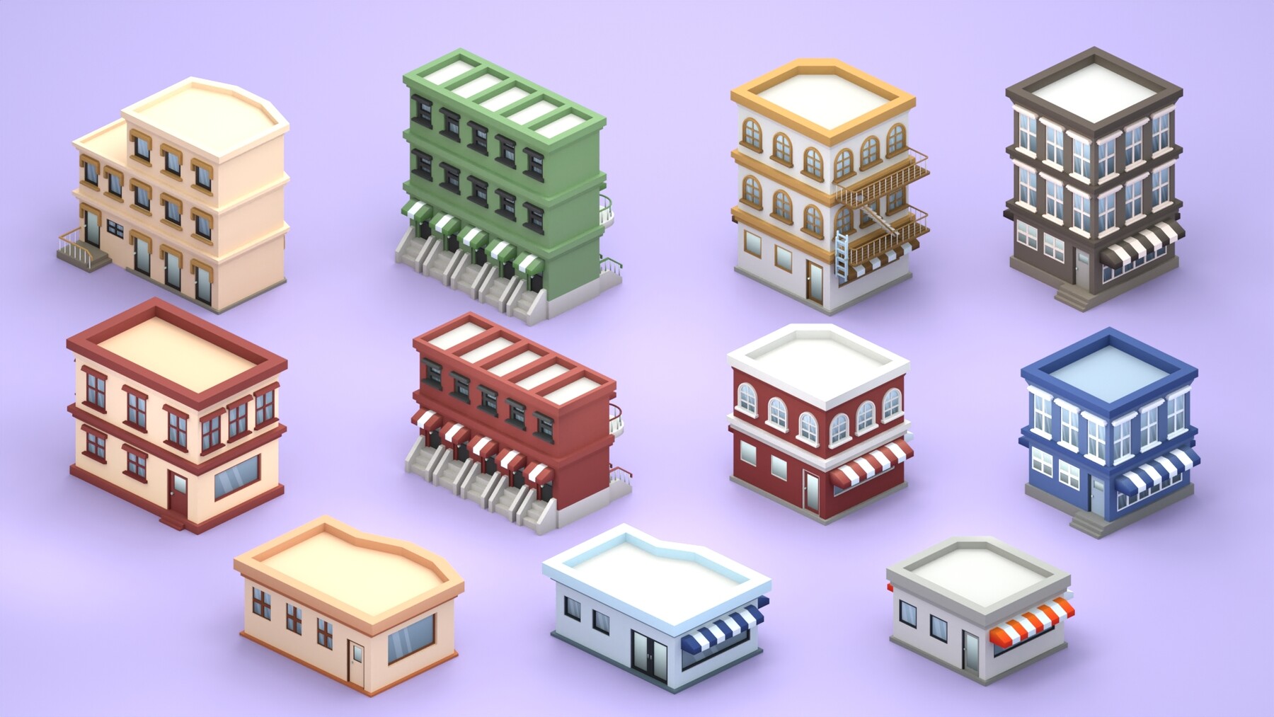 ArtStation - Cartoon Low Poly Building Pack Set1 | Game Assets