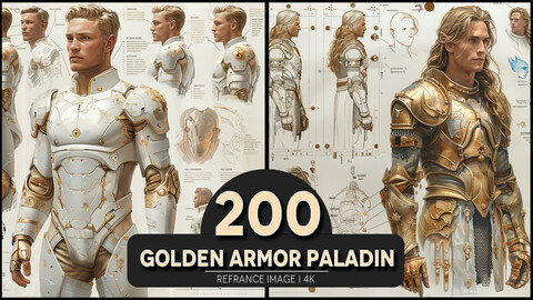 Golden Armor Paladin 4K Reference/Concept Images