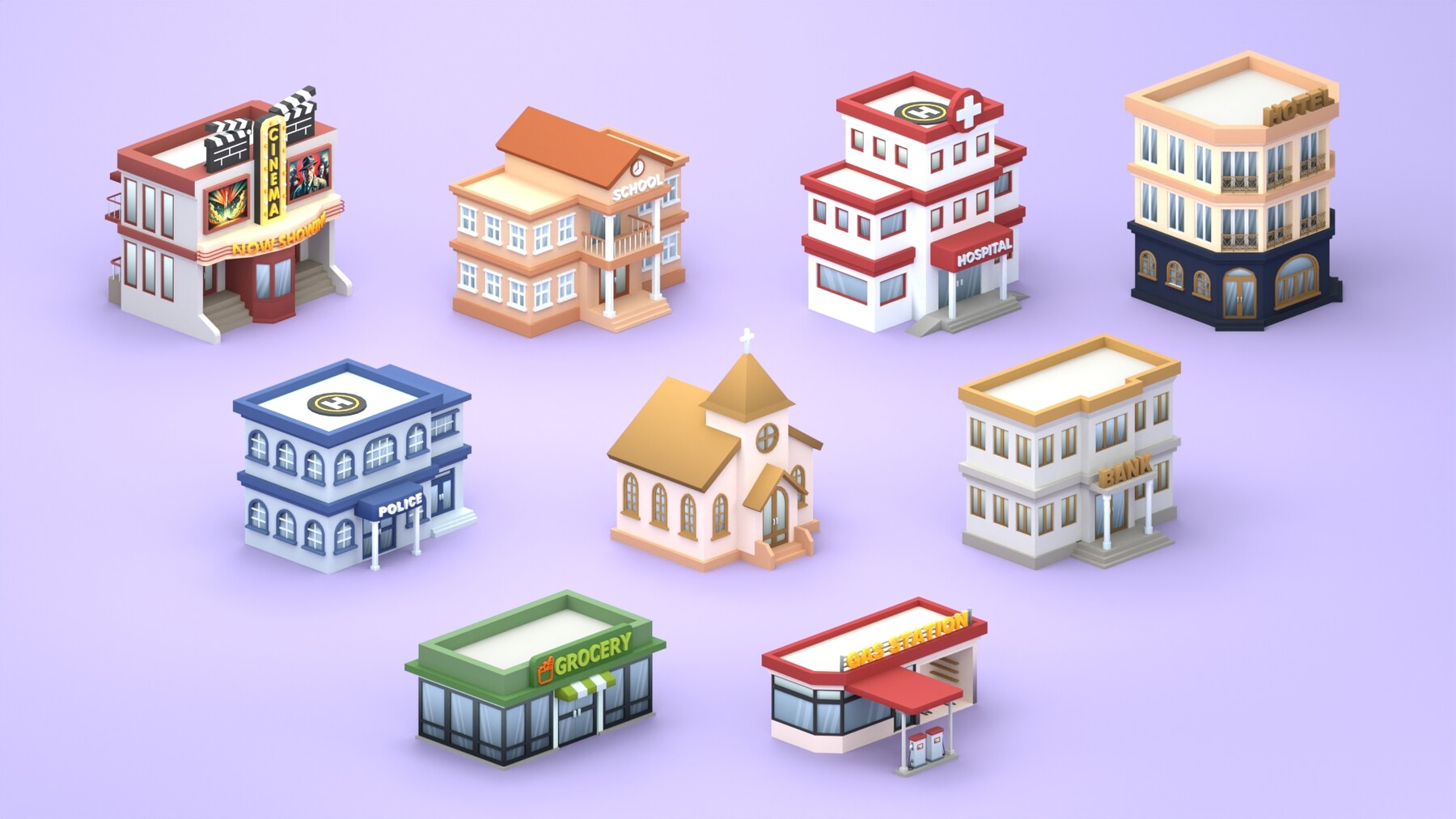 ArtStation - Cartoon Low Poly Building Pack Set2 | Game Assets