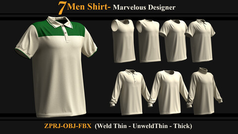 7 Men Shirts Vol.01 (Marvelous Designer/Clo3d)(ZPRJ+OBJ+FBX)