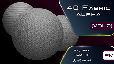 40 Knitted Fabric Alphas (Seamless and Tileable - Vol 02)