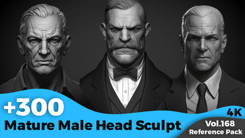 +300 Mature Male Head Sculpt(4k)