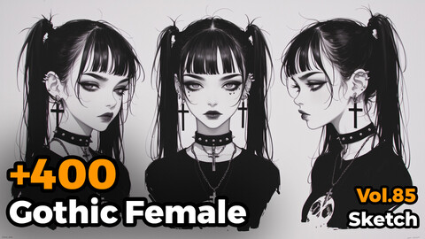 +400 Gothic Female Sketch Reference(4k)