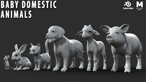 Baby Animals Domestic  - Topology + UV Map