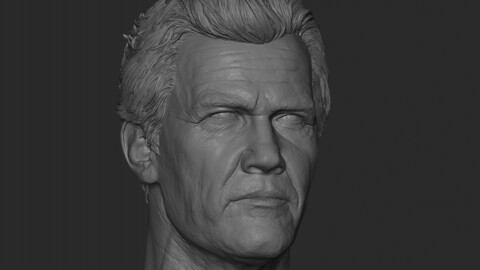 Josh Brolin likeness sculpt with hair and bald, OBJ and ZTL files