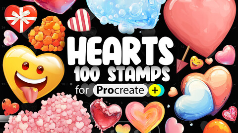 100 Procreate Hearts Stamps Brushes | Procreate Floral Hearts Stamps Brushes | Procreate Valentines Day Stamps Brushes | Procreate Cracked Heart Stamps Brushes | Procreate Broken Heart Stamps Brushes