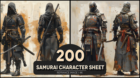 Samurai Character Sheet 4K Reference/Concept Images