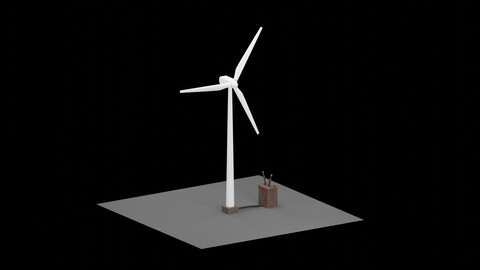 New Wind Turbine Animated 3D Model