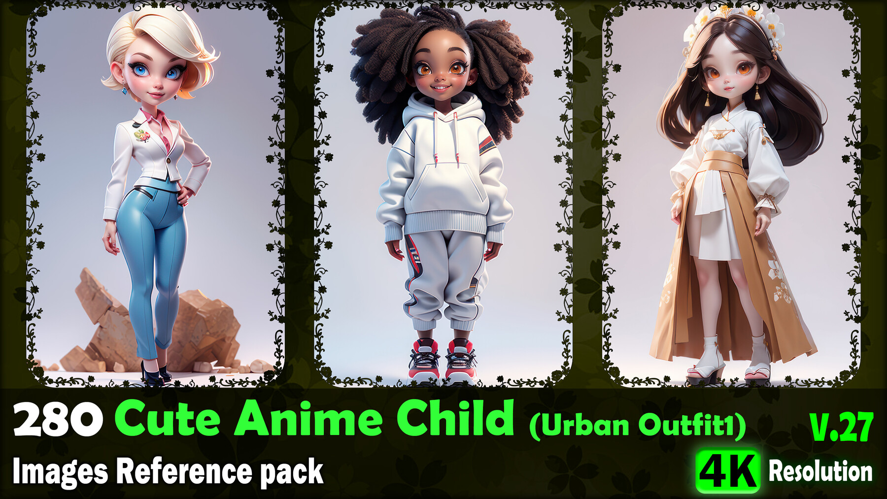 ArtStation - 280 Cute Anime Child (Urban Outfit 1) Images Reference Pack -  4K Resolution - V.27 | Artworks