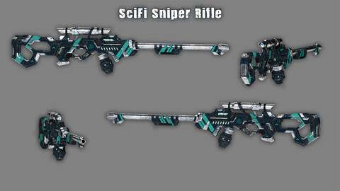 FREE - SciFi Sniper Rifle Game Ready asset with 2k/4k textures sets