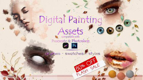 [80% OFF] Digital Painting Assets for Procreate & Photoshop