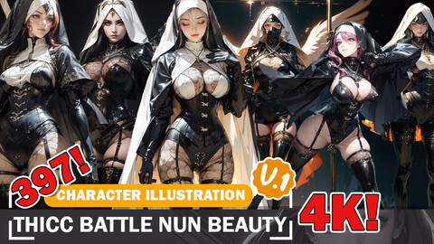 397 Various Thicc Battle Nun Beauties Warrior Diverse Character Reference Outfit Ideas and Design Reference Art V1 4K