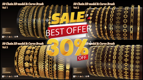 200 Chain 3D Model & Curve brush (Bundle)