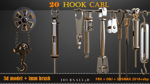 20 hook cable 3dmodel + imm