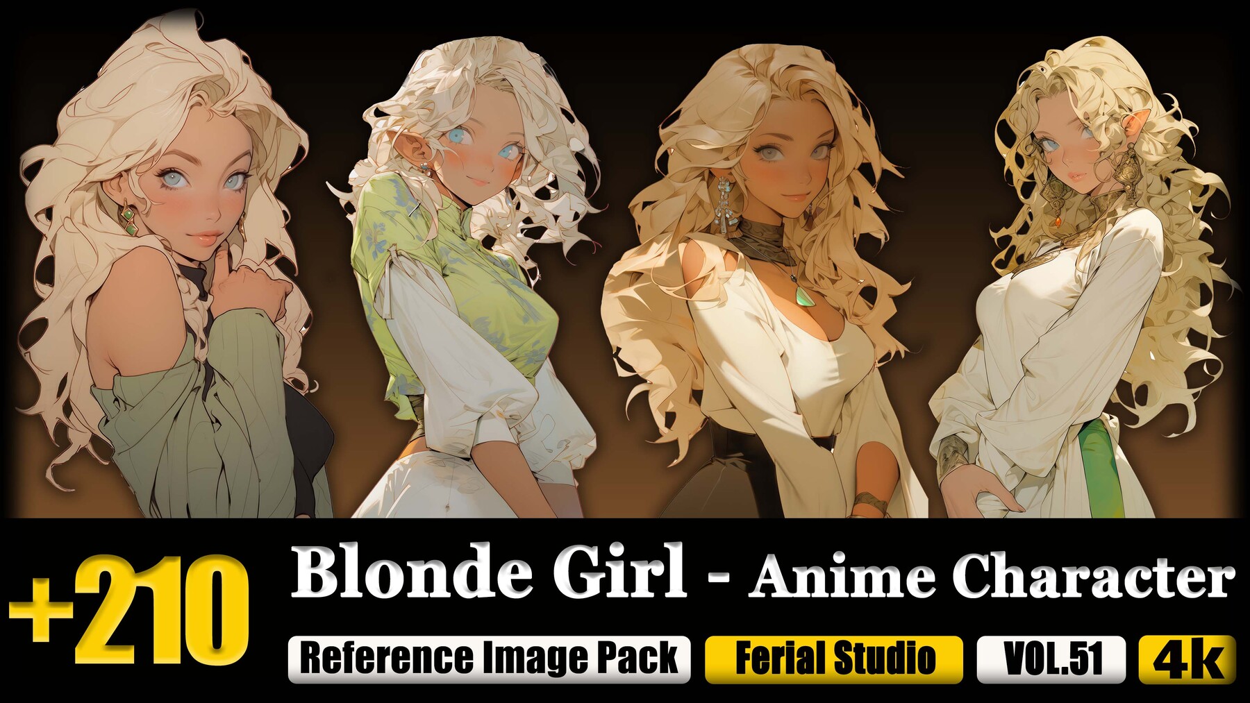 ArtStation - 210 Blonde Girl - Anime Character Reference Image Pack v.51  |4K| | Artworks