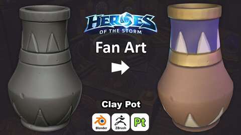 Stylized Clay Pot 4 For Games 3D Art / Tutorial