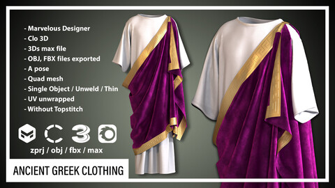 ANCIENT GREEK CLOTHING (CLO3D, MD PROJECTS+OBJ+FBX)