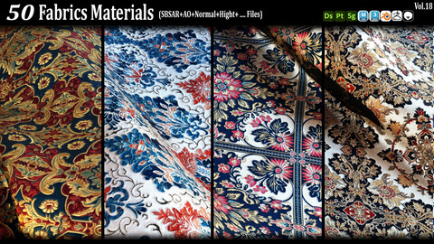 50 Fabric Materials (SBSAR+AO+NRM+Hight+...) Vol18