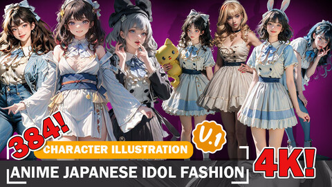 384 Various Anime Japanese Idol Fashion Diverse Character Outfit Ideas and Designs Reference Art V1 4K