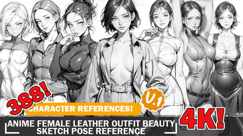 388 Various Anime Leather Outfit Beauties Sketches Pose Characters Reference Intricate Designs and Designs Reference Art V1 4K