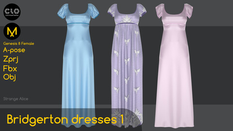 Bridgerton dresses 1. Clo3d, Marvelous Designer projects.