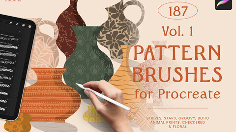 Pattern Brushes for Procreate : 187 Brushes