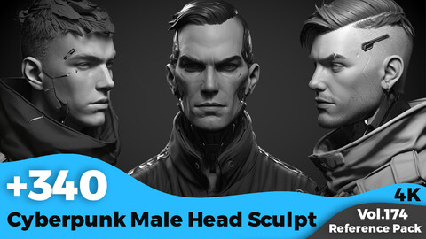 +340 Cyberpunk Male Head Sculpt(4k)