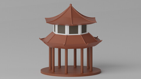 Cartoon Chinese Pavilion 3D model