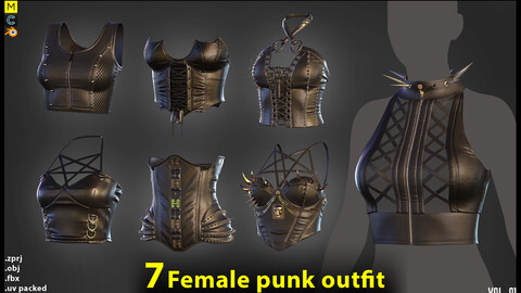 7 Female Punk croptop|corset (OBJ-FBX-ZPRJ)