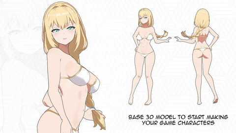 Anime Female Character in Bikini - 3D Model