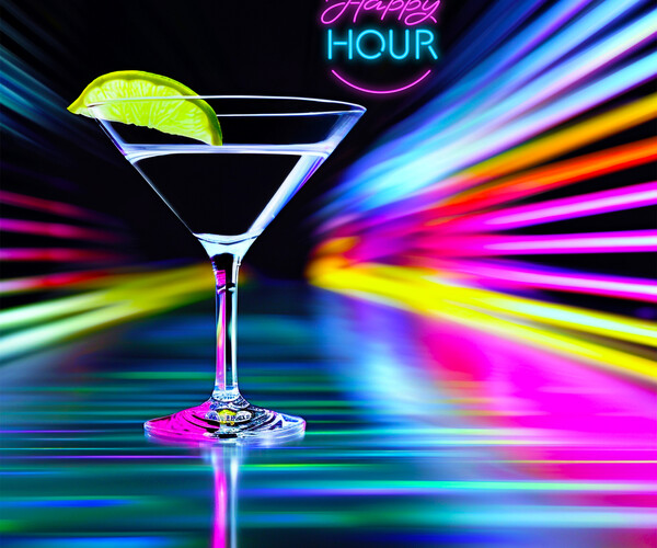 ArtStation - Vibrant Happy Hour Martini with Neon Lights | Artworks