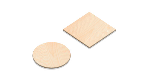 Wood Plate 2 Types - round square wooden board set