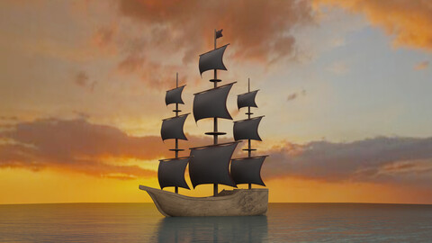 Old Ship Animated 3D Model