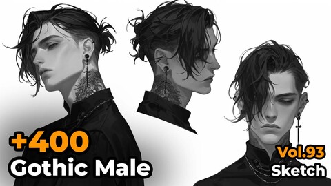 +400 Gothic Male Sketch Reference(4k)