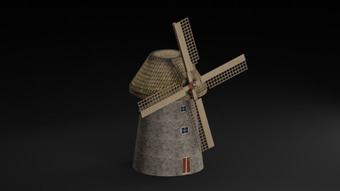 Water Pumping Windmill Animated 3D Model