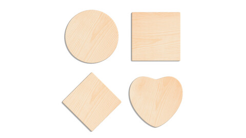 Wood Plate 4 Types - round square rhombus heart wooden board